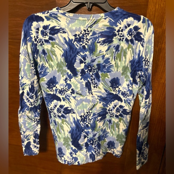 Merona flowered, button up v-neck cardigan, XS - Picture 3 of 6